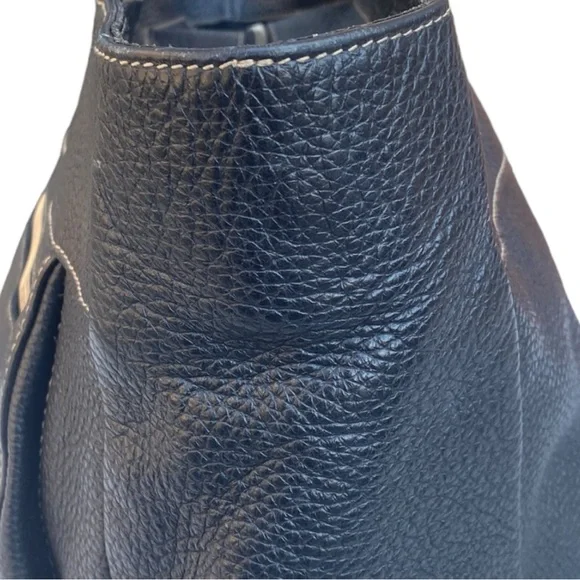 FURLA Black Pebbled Leather Hobo Handbag Purse Bag - Picture 4 of 16